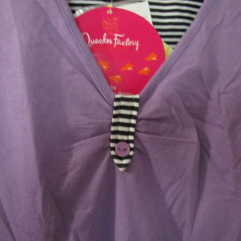 VINTAGE QUACKER FACTORY 3/4 SLEEVE PURPLE TOP WITH DOGS SIZE 1X - Picture 2 of 7